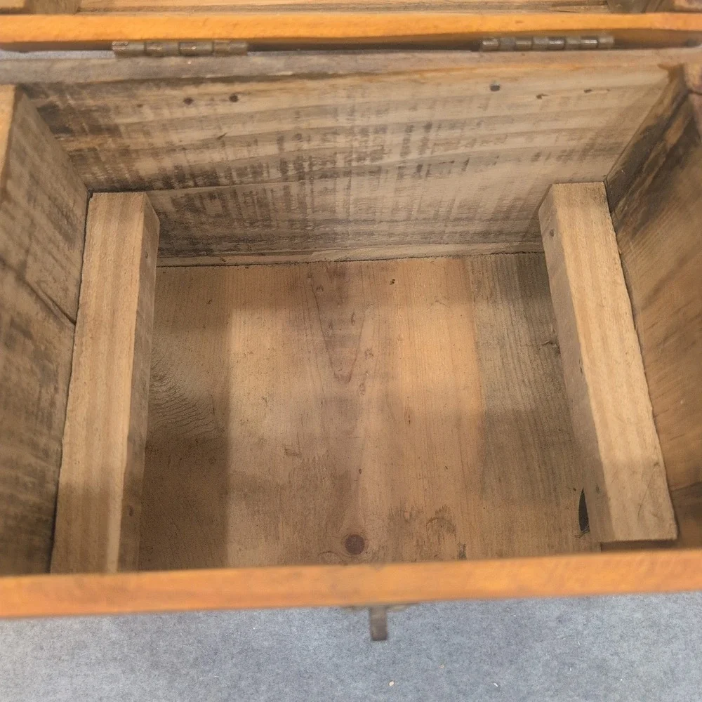 Rustic Wooden Treasure Chest Domed Lid Keepsake Box Small Storage Trunk