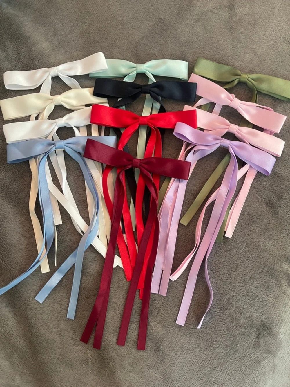 12 PCS Hair Bows Ribbon Ponytail Holders, Satin Bow with Long Tail nwt