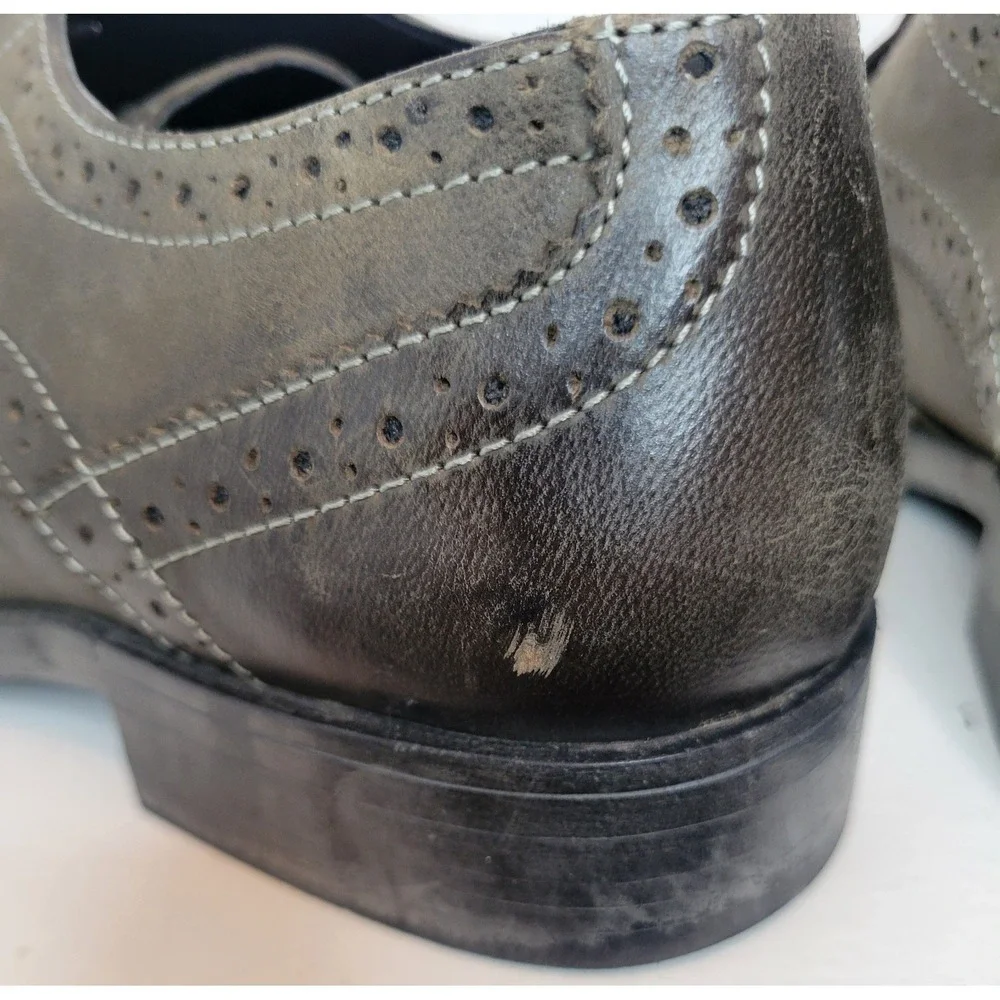 Men's Oxford Shoes Hush Puppies Shepsky Wingtip Olive Green Size 10 -Read