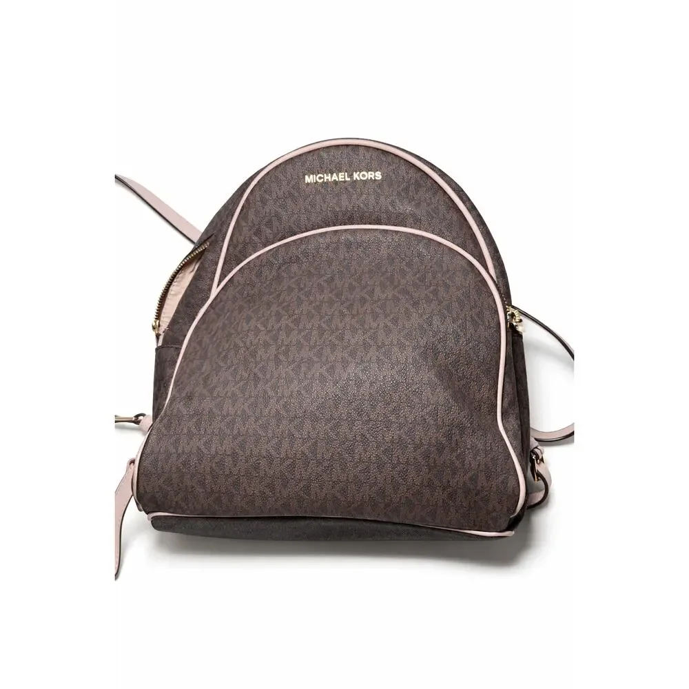 Michael Kors Signature Brown Dome‎ Crossbody Bag Pink Trim