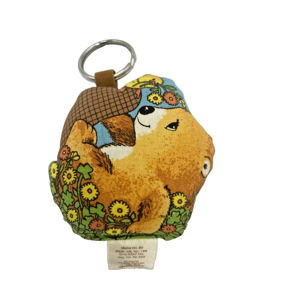 New Vintage 1970s  Hallmark Keychain‎ Key Chain Fabric Friends Are Fun Bear Bird