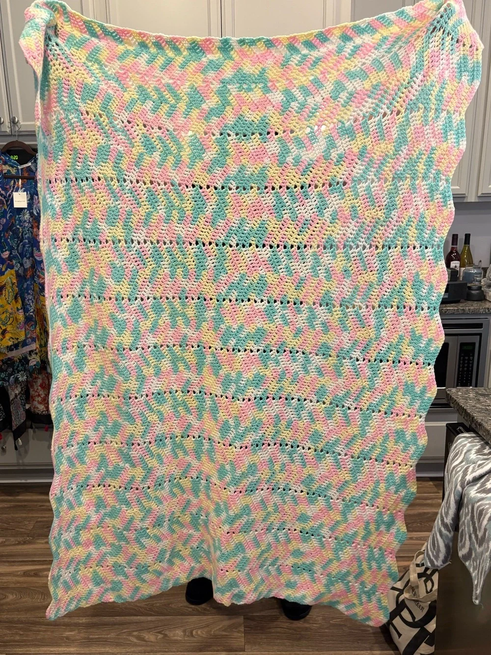 Pastel Multicolor Crochet Throw Blanket - Soft Acrylic