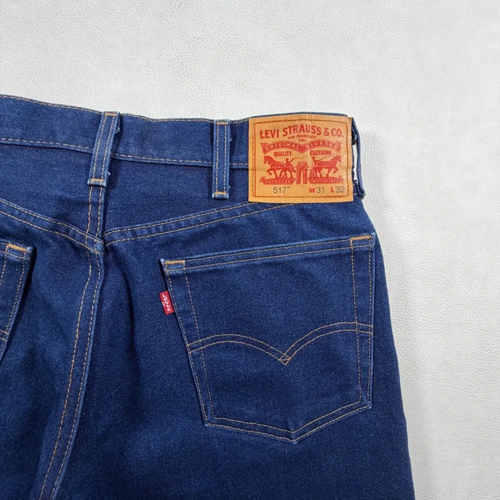 Levis 517 Mens 31x32 Bootcut Jeans Dark Indigo Cowboy Western Blue Denim