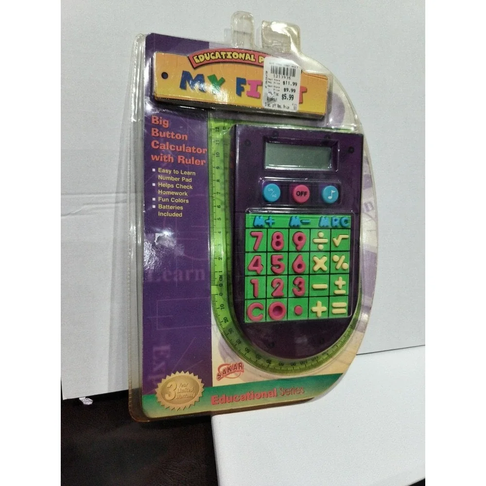 RARE Sakar Educational Series My first Big Button Calculator Ruler Kids New