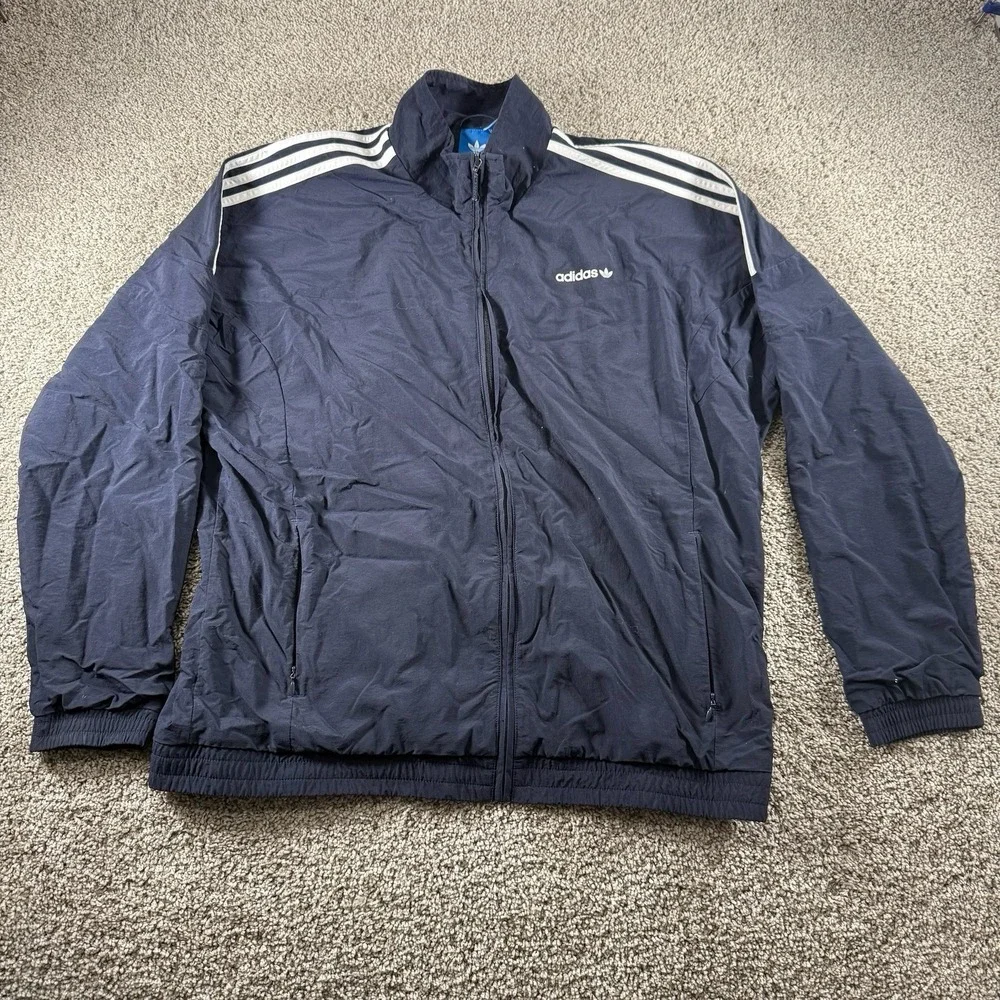 Vintage Adidas Tracksuit Set Mens XL Navy Blue Fill Zip‎ Jacket Logo Pants Y2K