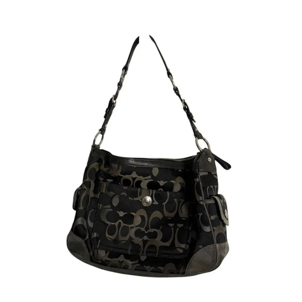 Coach Chelsea Optic Signature Suede Shoulder Bag Y2K