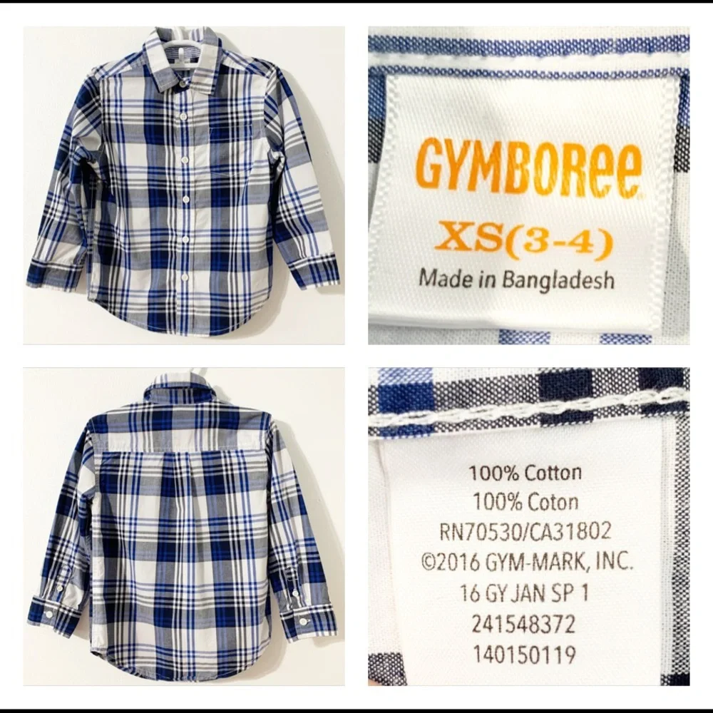 Gymboree and Carter’s Bundle of Three Plaid / Checked Button Down Shirts Size 4