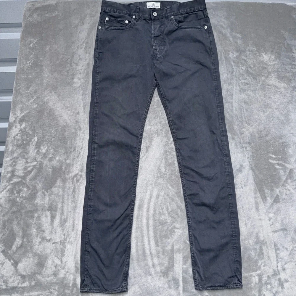 Stone Island SL Trousers Men 32x34 Black‎ Cotton Chino Straight Leg Casual Pants