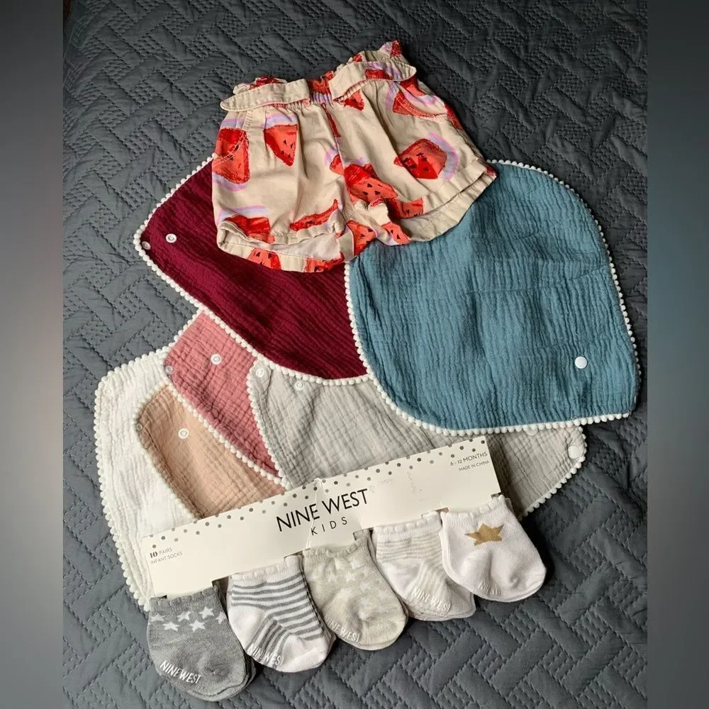 Baby Shorts Socks Bib Set