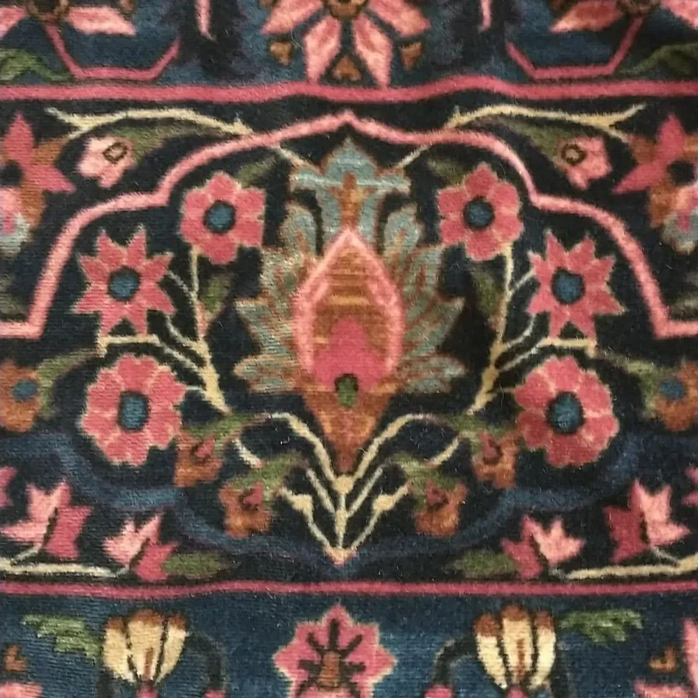 Vtg Ralph Lauren Pillow Blue Floral Corduroy Cotton USA Square 14x14