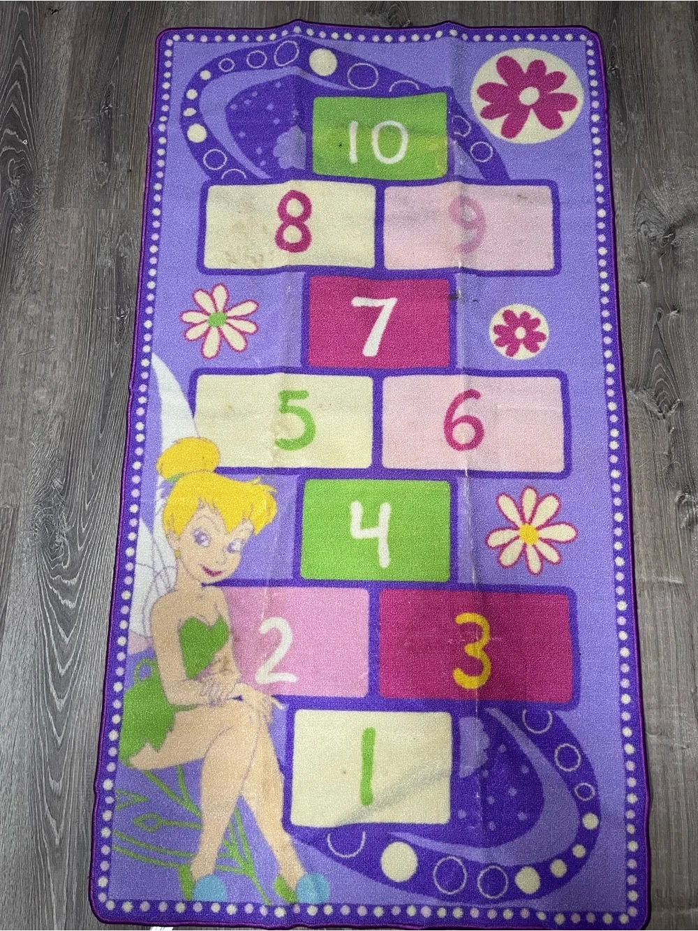 Disney Fairies Tinker Bell Hopscotch Game Rug Play Mat 31x58 w/ Bean Bags
