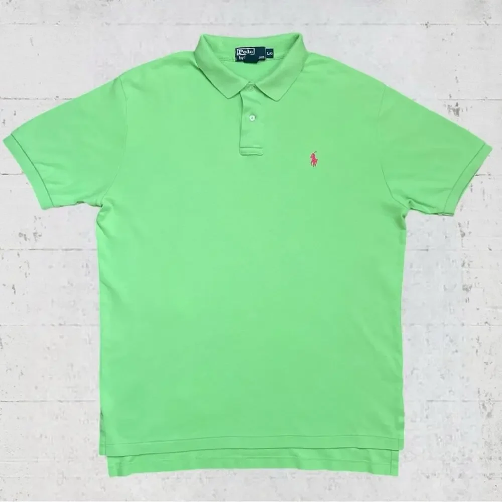 Polo Ralph Lauren Iconic Polo Shirt Smooth Knit Lime Green Large Preppy Y2K