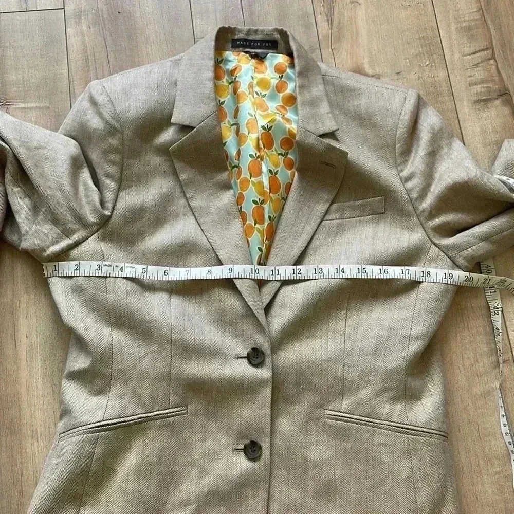 INDOCHINO Mens Blazer Sport Coat Jacket Linen/Wool Beige Tan Suit Jacket Sz P