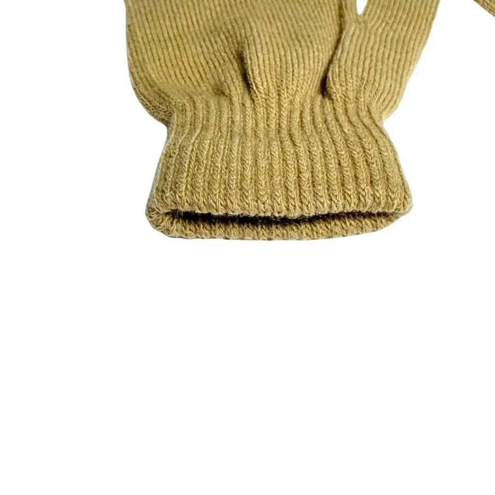 Beige Tan Womans Small Knit Gloves Minimalist Warm Comfy Winter Normcore