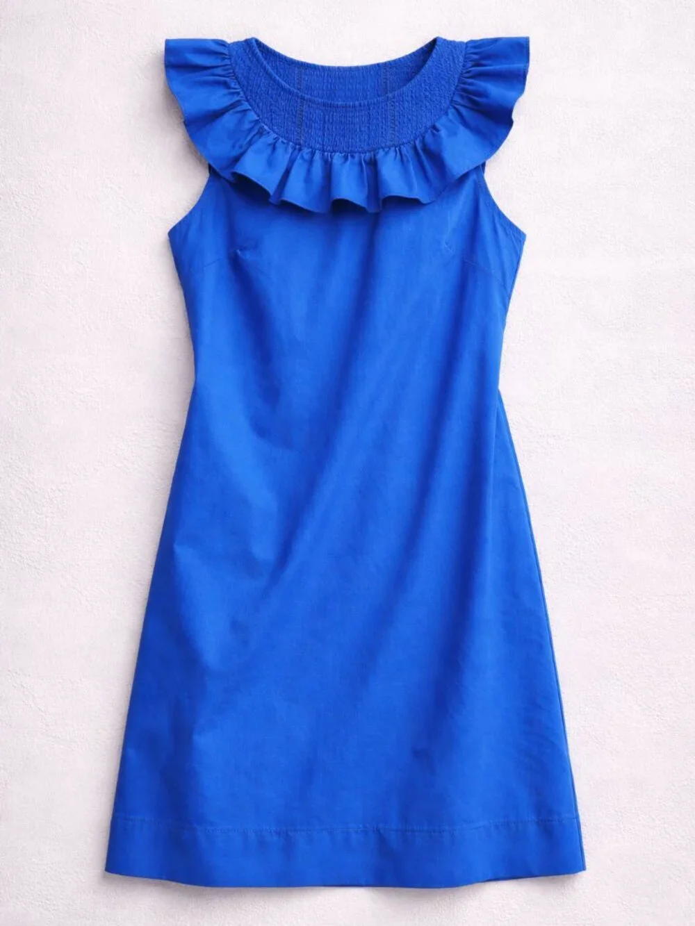 J.Crew Blue Ruffle Neck Shift Dress Size 2  Classic Preppy Career Chic