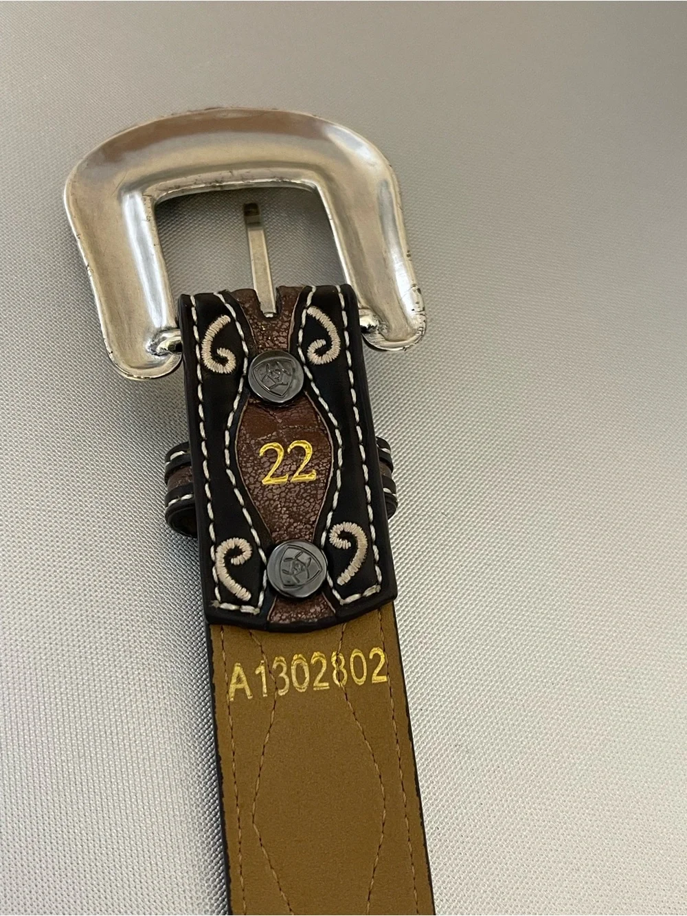 Ariat Girls Western Brown Rhinestone Studded Cross Inlay Belt A1302802 - 22