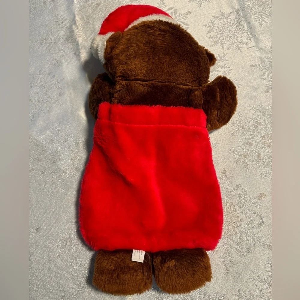 Vintage Christmas Teddy Bear Stocking Santa Hat 90s Cute Grannycore Decor 80’s