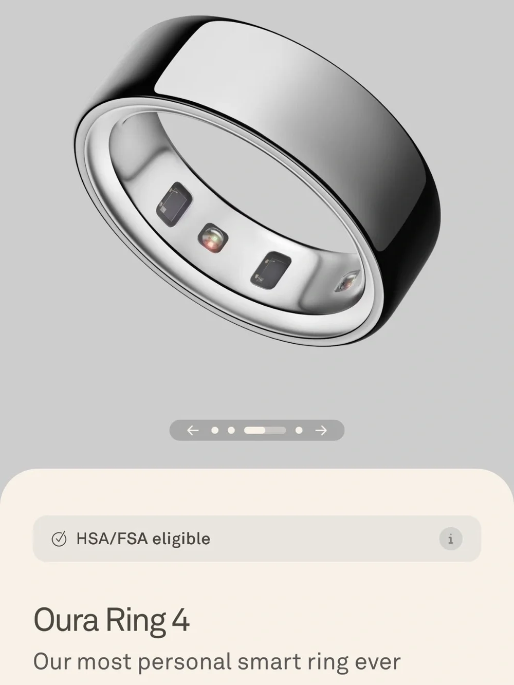 Smart Ring - Oura Gen 4 Silver Size 10