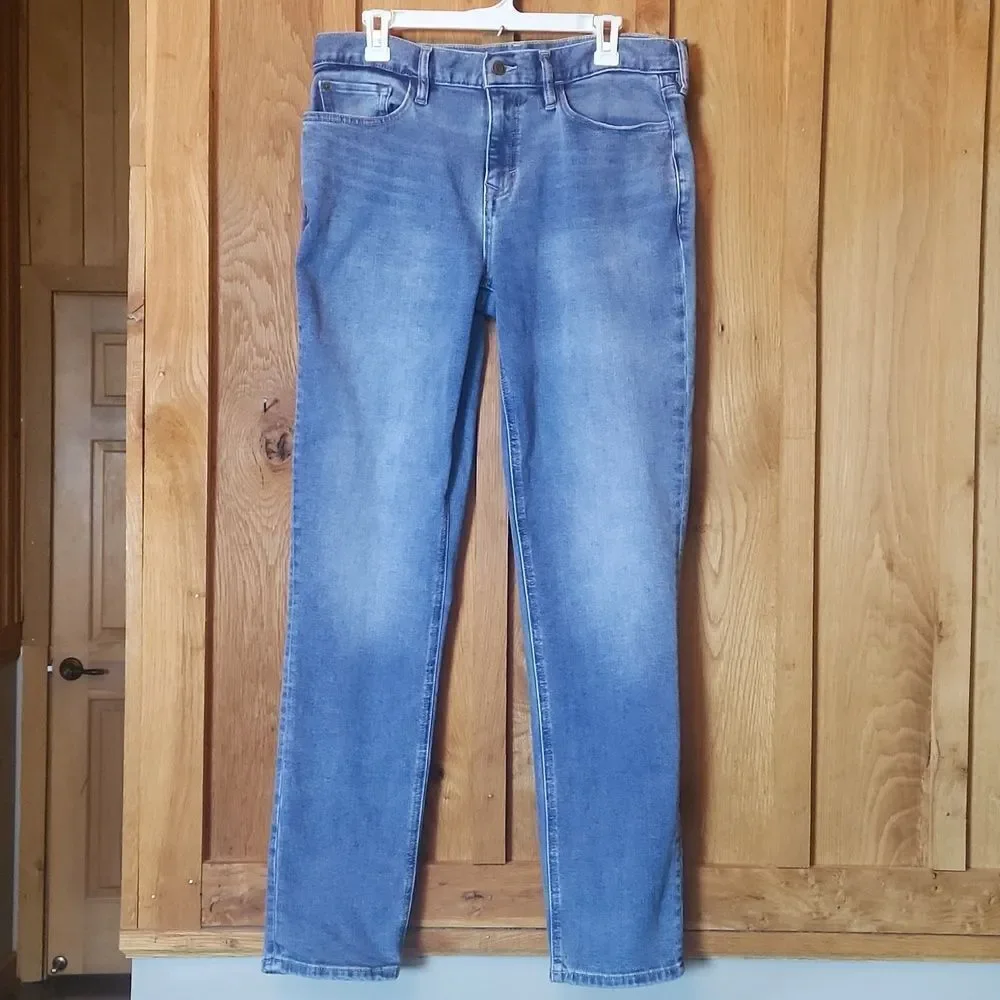 Banana Republic Traveler Mid Rise Slim Leg Jeans, 33 X 33, Blue Denim