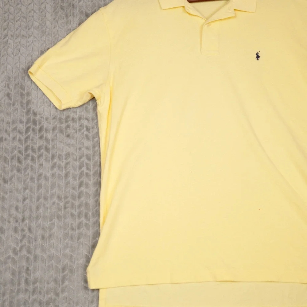 Polo Ralph Lauren Polo Shirt Mens XL Yellow Pique Cotton Classic