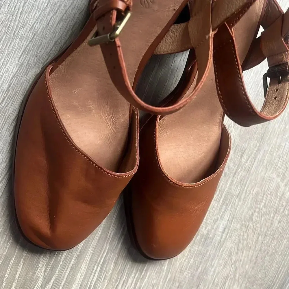 NEW Madewell Claudie Lugsole MaryJane Heels Leather Dried Maple