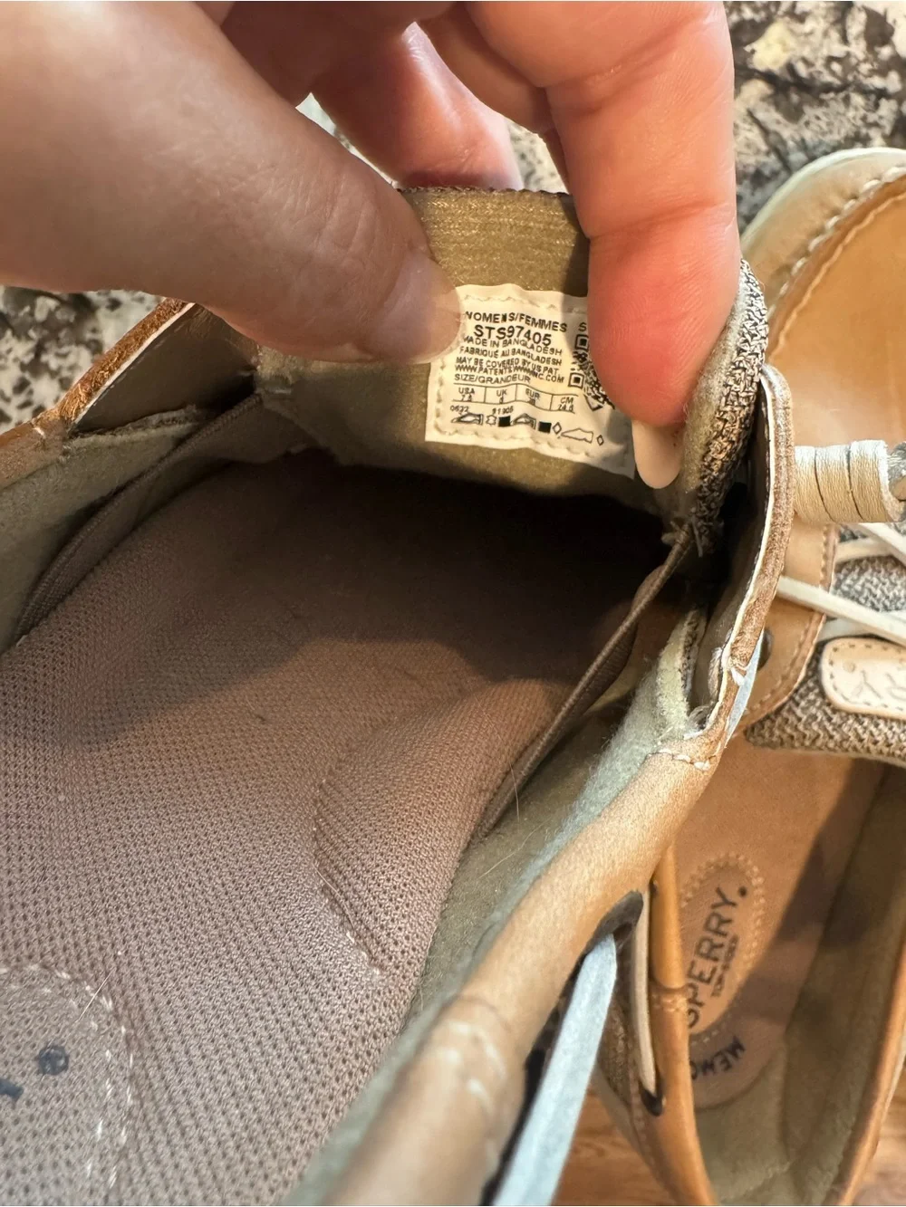 Sperry Top-Sider Tan Leather Boat Shoes Memory Foam Comfort Casual Size 7.5