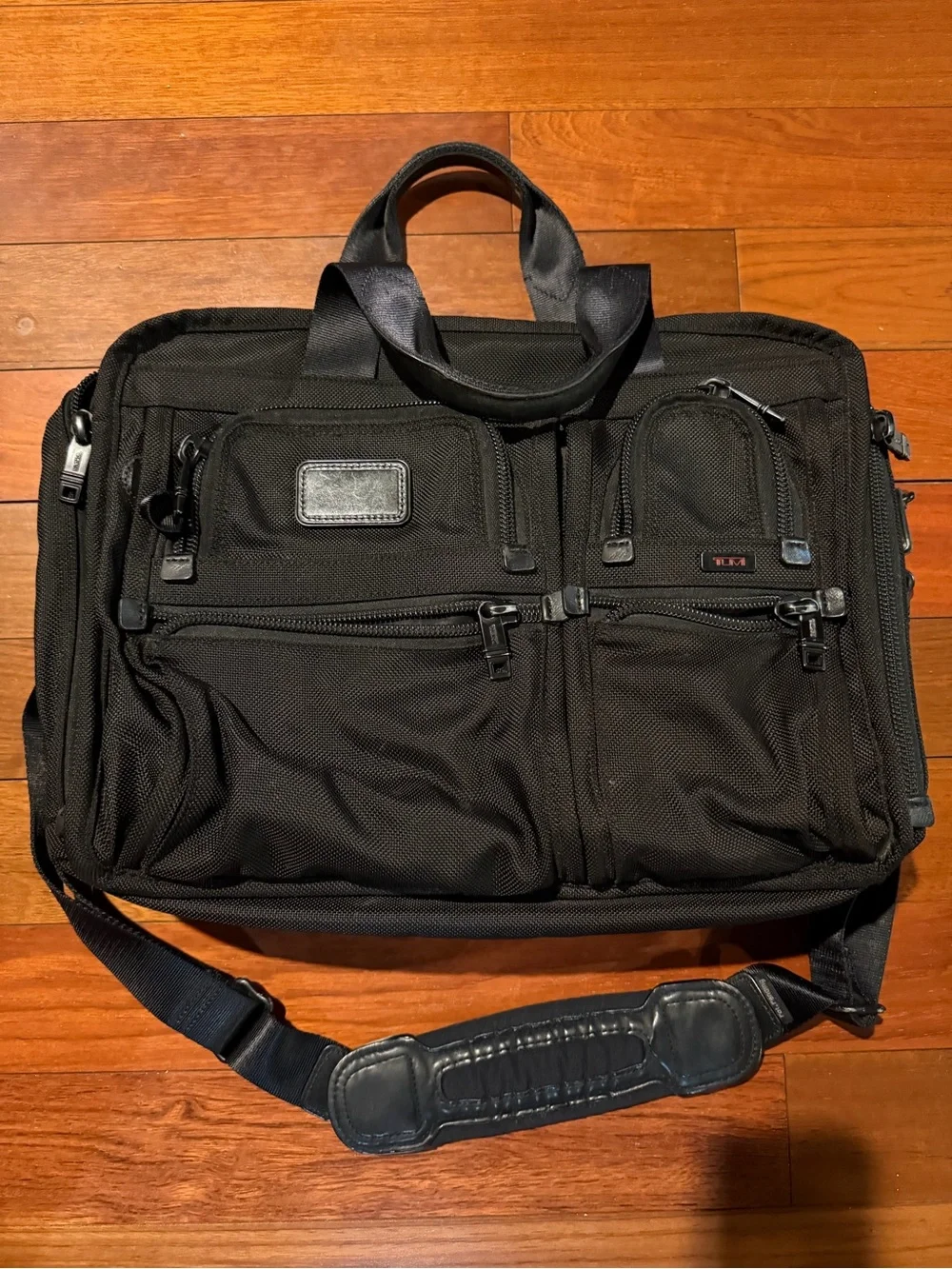 Tumi Black Laptop Briefcase with Multiple Front Pockets