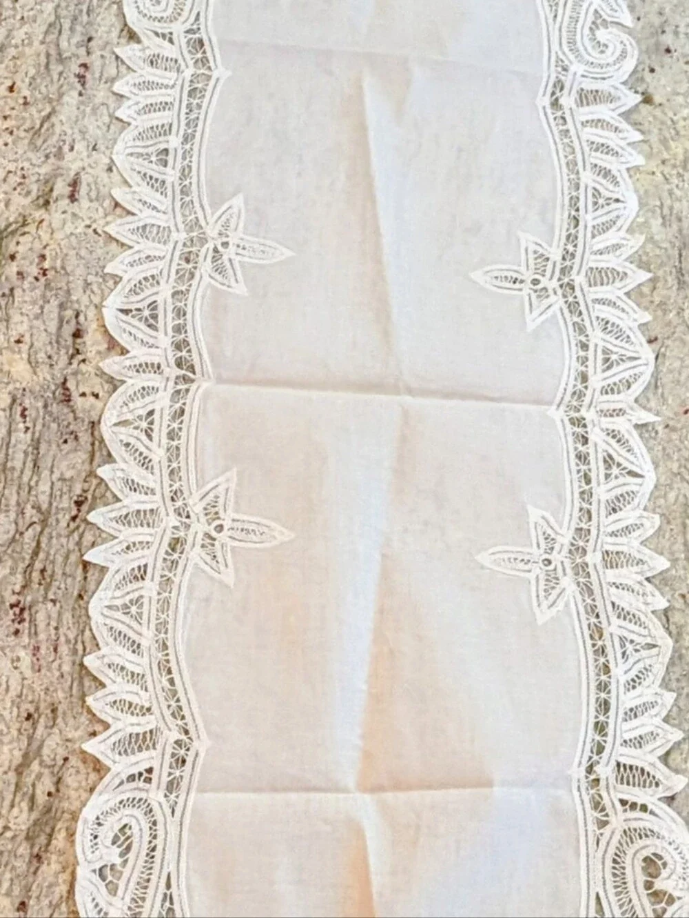 Battenberg Lace Table Runner By Tessile White 45
