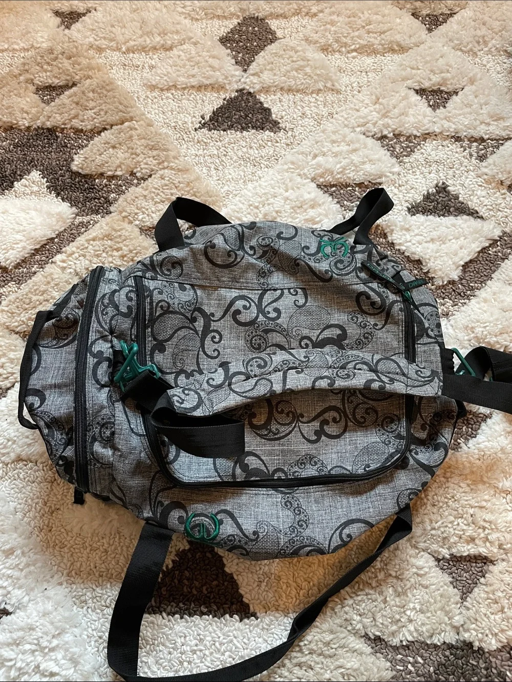 Damien Duffel Bag - Gray with black swirl pattern