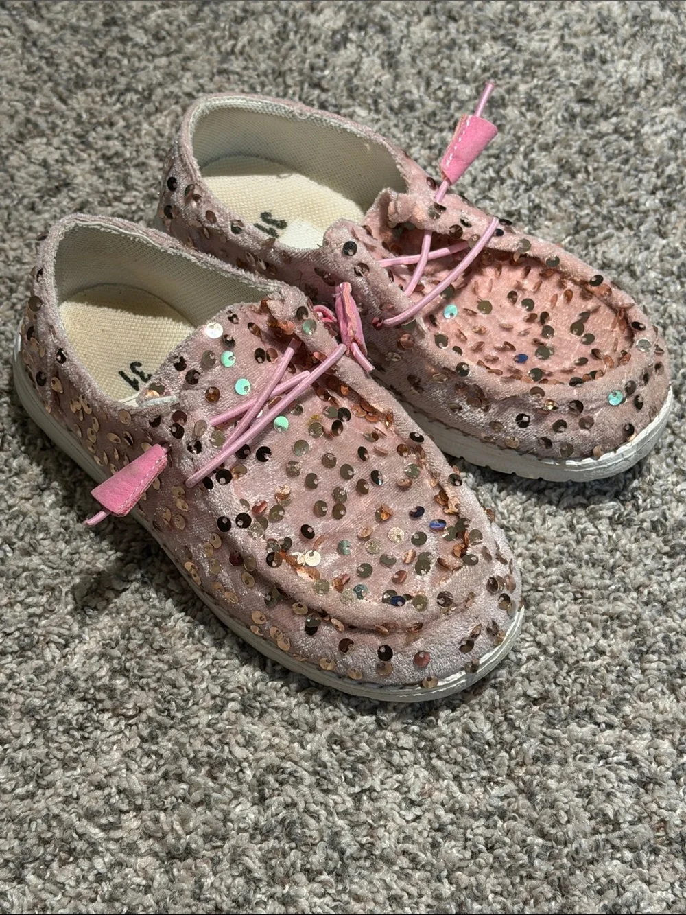 Amazon Girls' Pink Sequin Moccasin Slip-Ons 