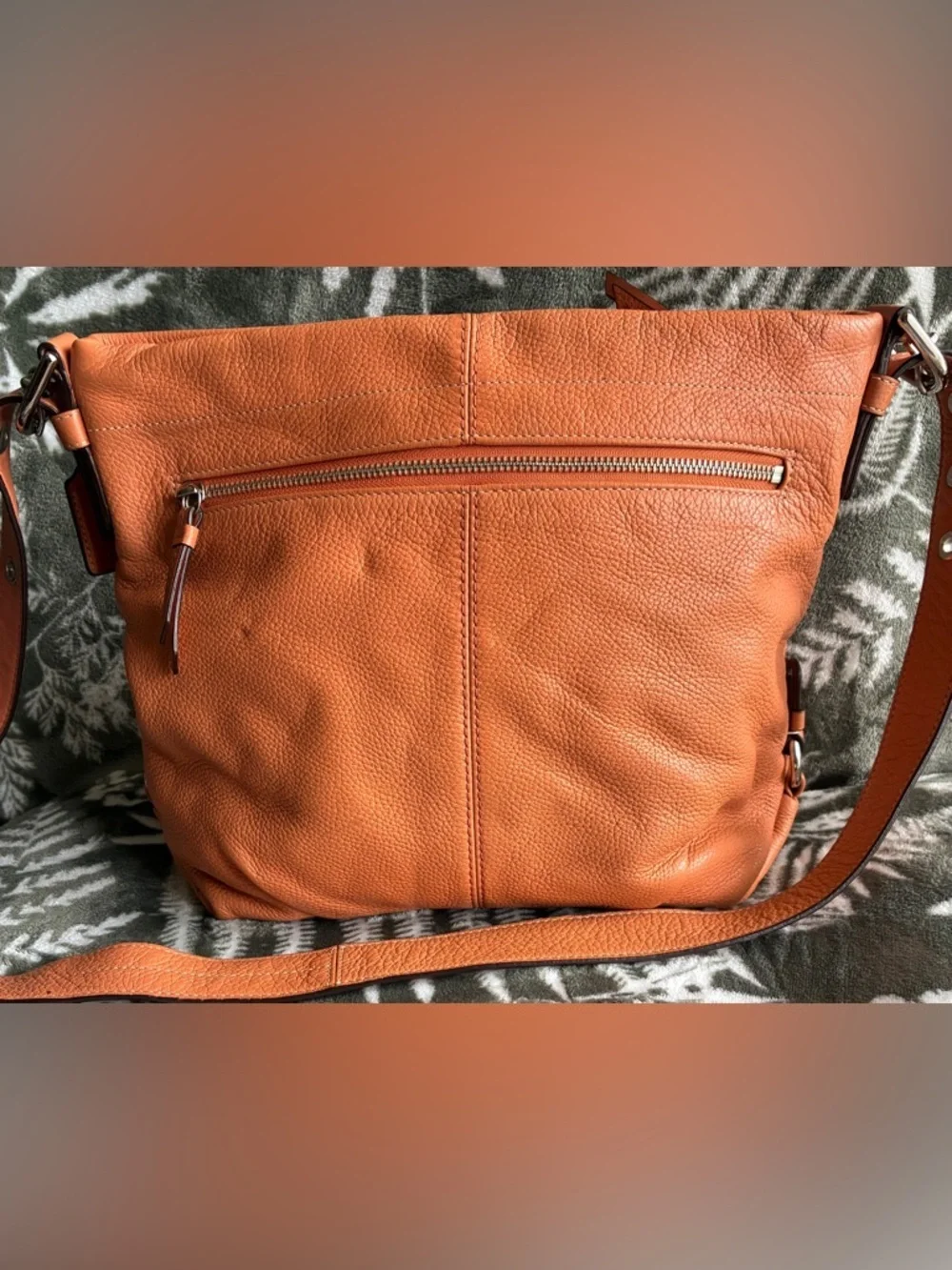 Coach Pebbled Leather Crossbody Bag in Orange
