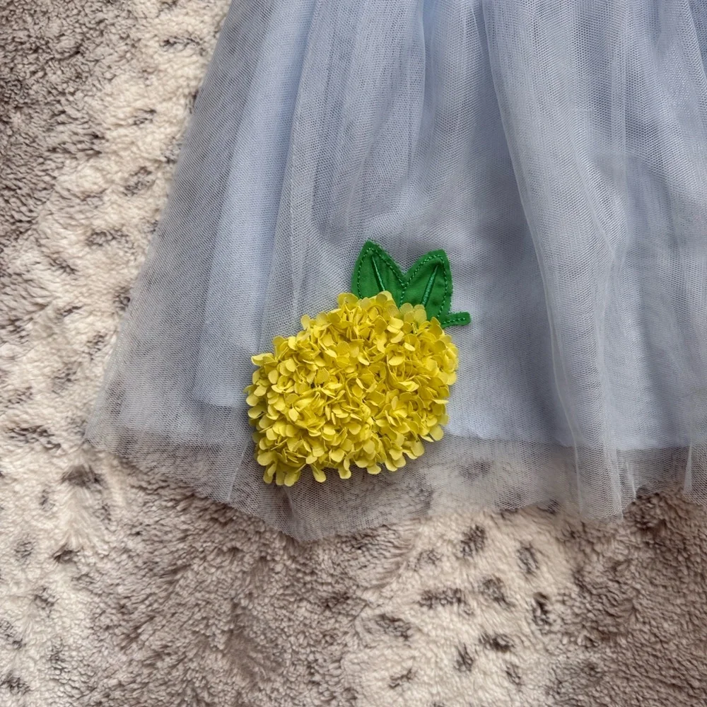 Cynthia Rowley blue dress girls size 6 lemon embroidery garden party summer
