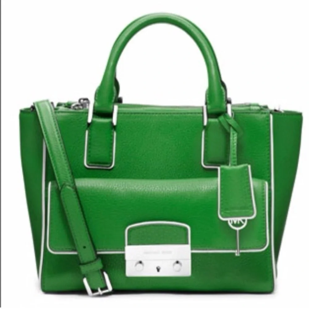 Michael Kors Audrey Satchel Handbag Kerry Green 10 X 8