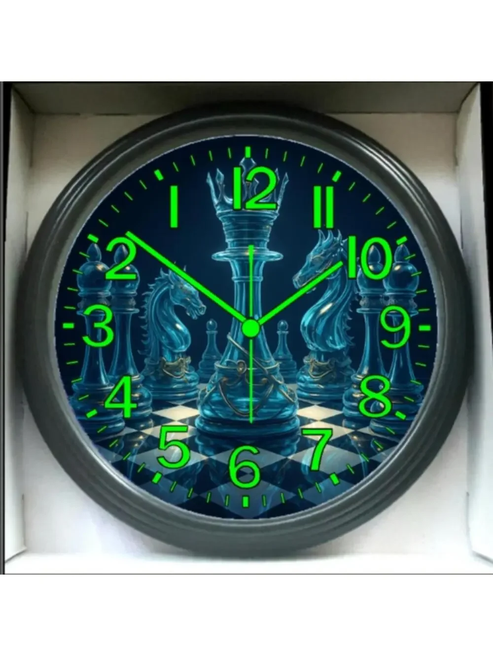 Glow-in-Dark Reverse Ticking Wall Clock 3D Dimensional New!