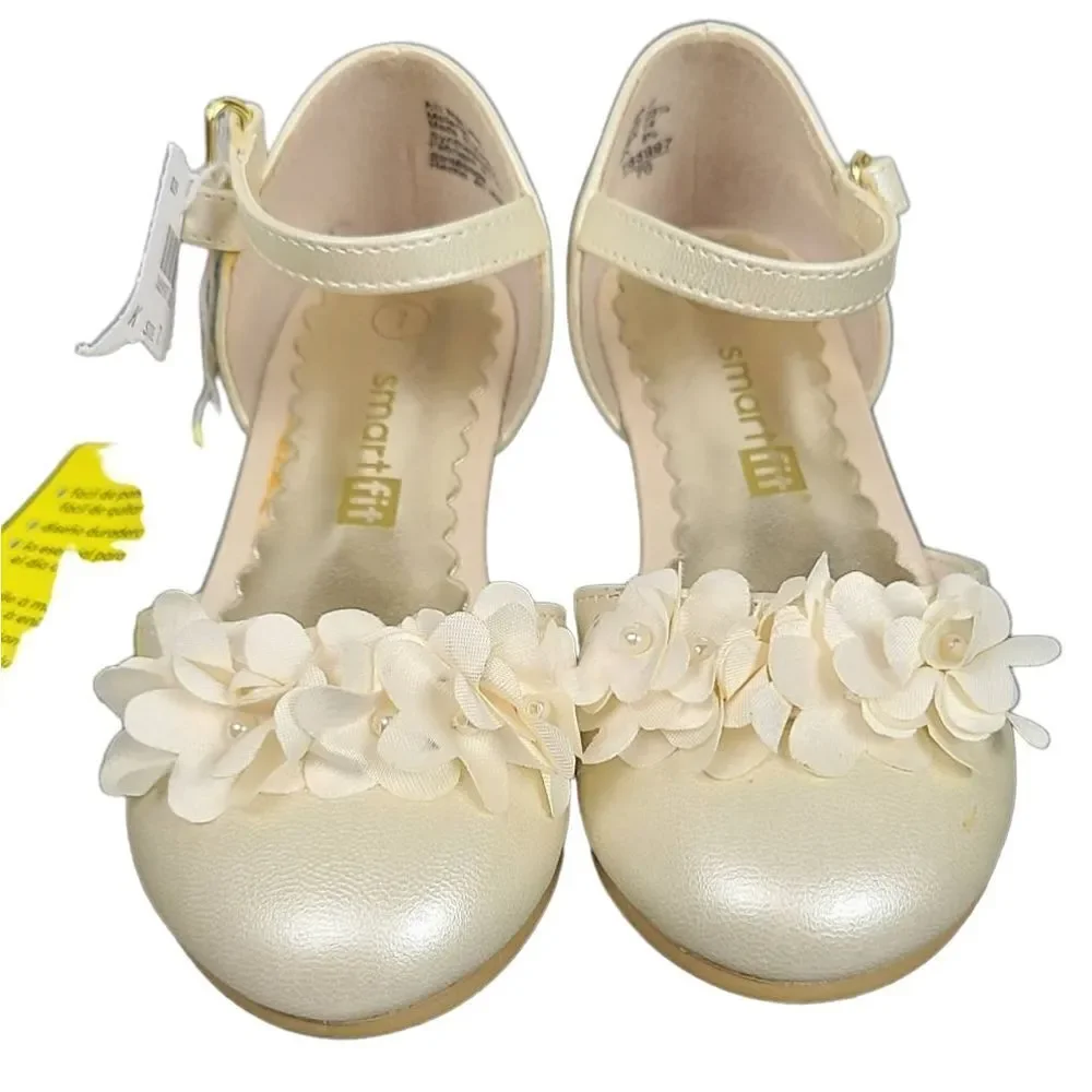 NWT SmartFit Toddler Girl Size 7 Beige Cici Flower Girl Heel Fancy Dress Shoes
