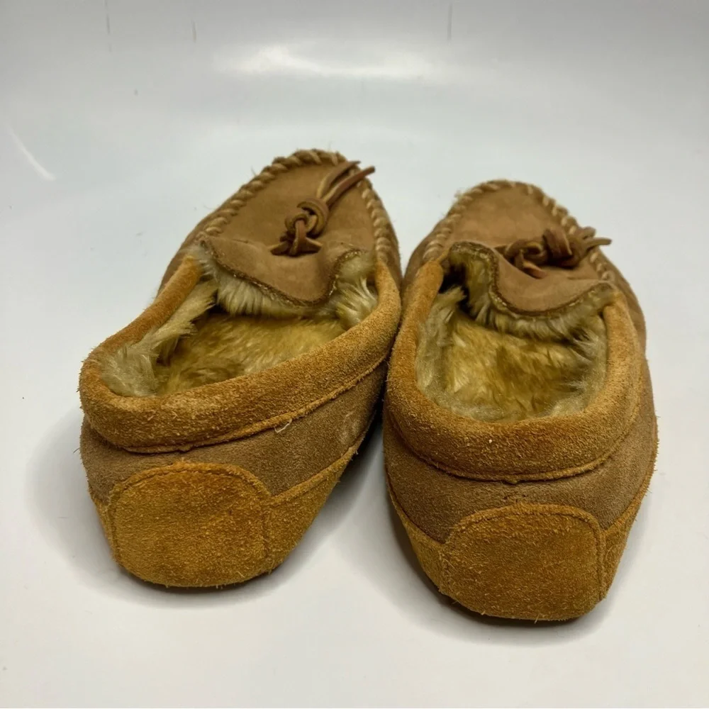 L.L. Bean‎ fur lined leather slippers size 4 youth