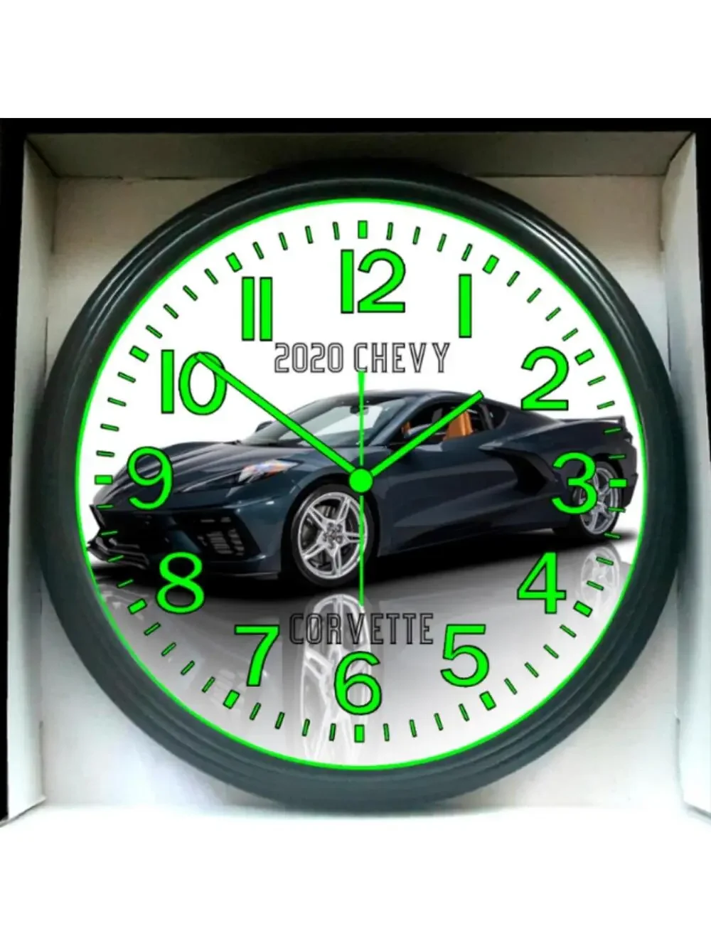 2020 Chevy Chevrolet Corvette Glow In The Dark Wall Clock New!