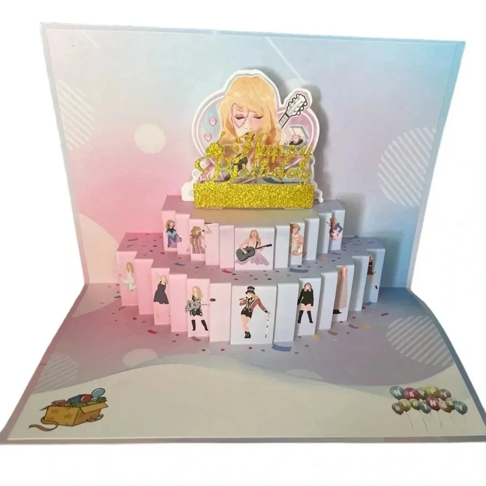 Taylor Swift Happy Birthday Card Swiftie Gift Eras Tour Pop Up 2 Card Set