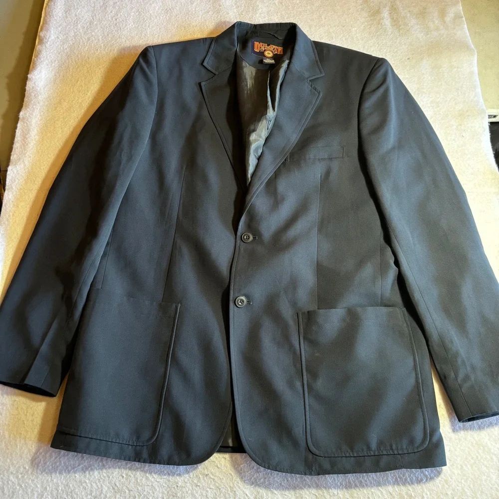 Duluth Trading Co Mens 44 Tall‎ Blue Polyester Blazer Jacket Workwear Outerwear
