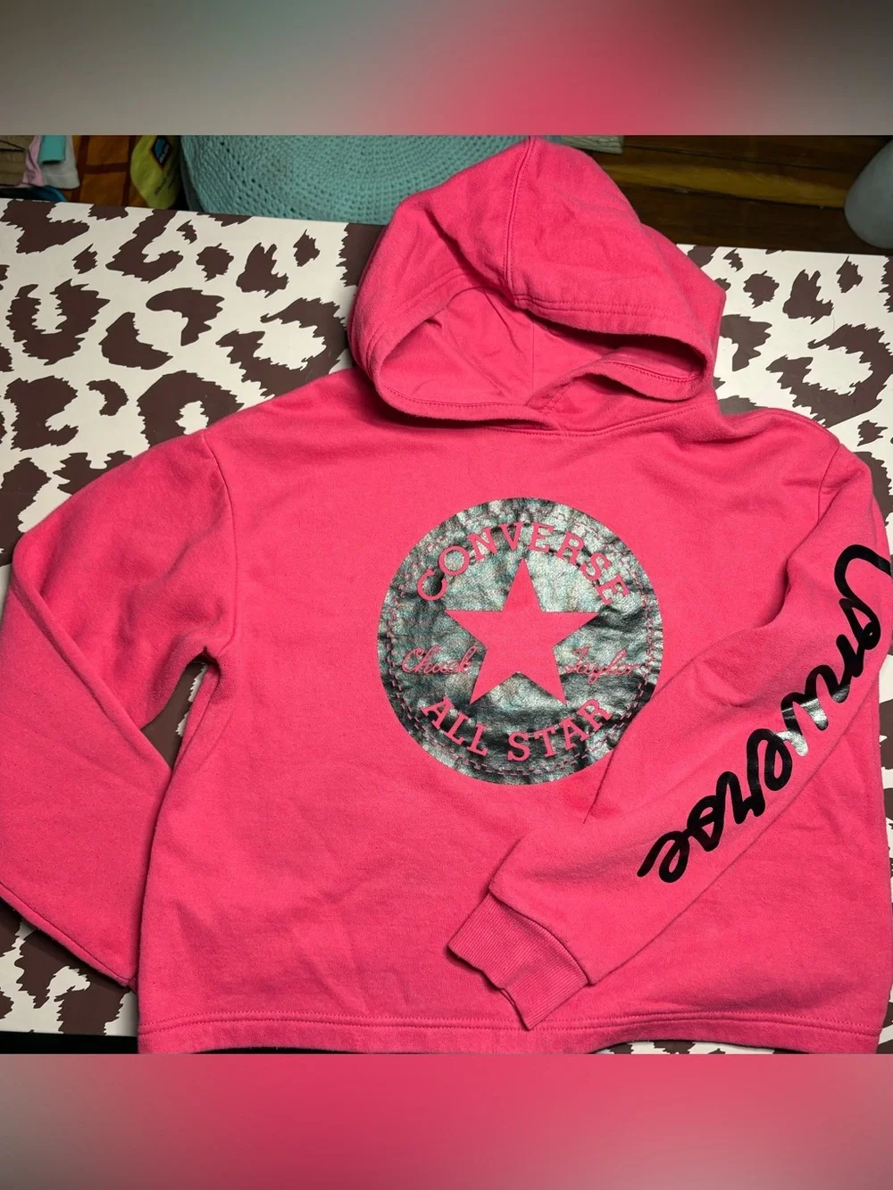 Girls Converse Hot Pink All Star Hoodie size XL 13-15 yrs
