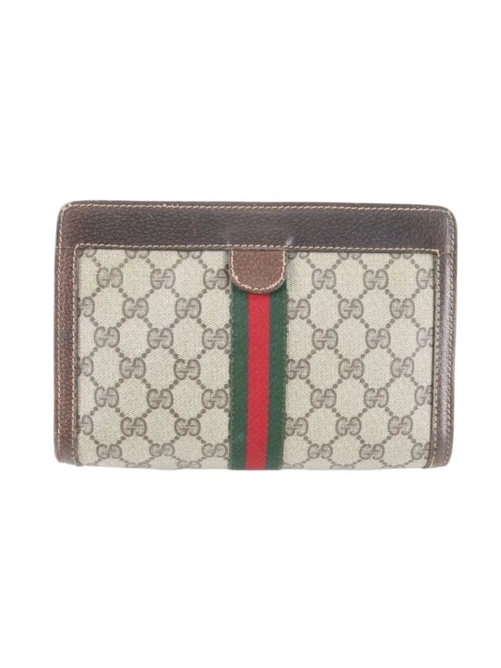 Gucci GG Supreme Sherry Line Leather Clutch Pouch Business