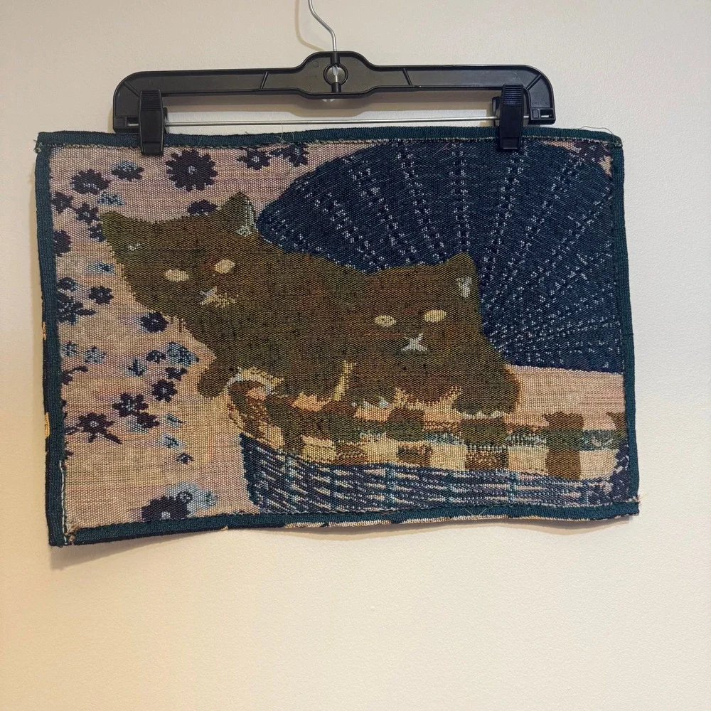 Two Nidico Cat Lover Tapestry Placemat White‎ Kittens Basket NWT NOS