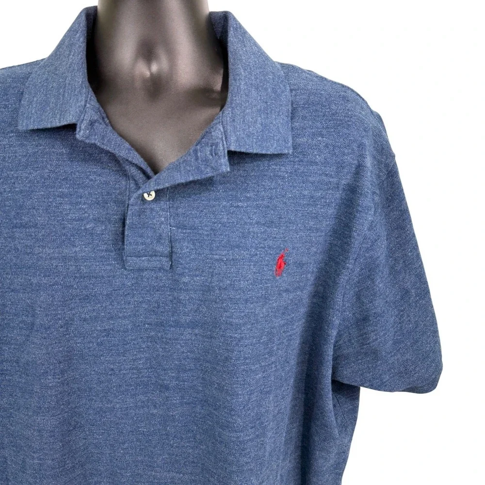 Polo‎ Ralph Lauren Blue Heathered Short Sleeve Polo Shirt Big & Tall 2XB Pony