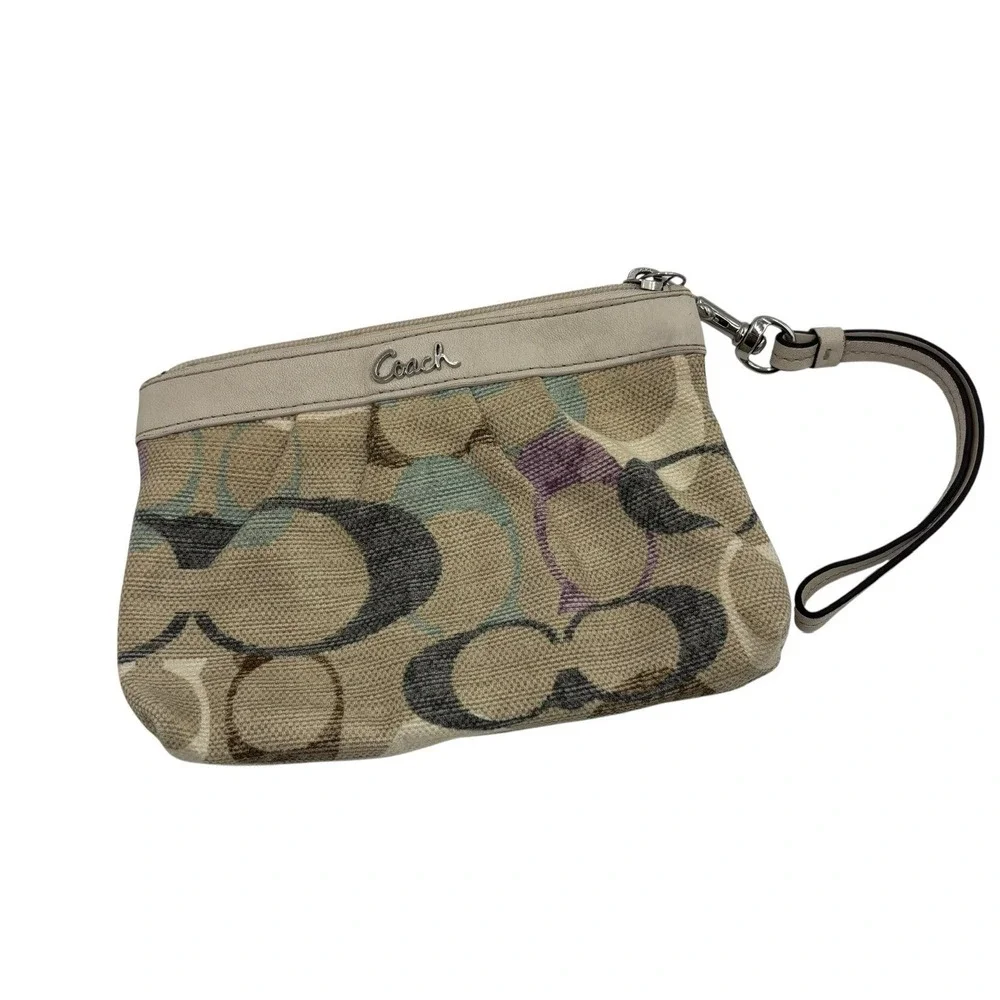 Coach Signature Wristlet Canvas‎ Pastel Colors ID holder Classic Y2K