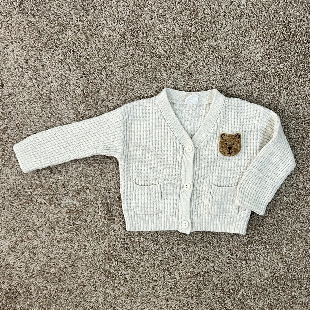 Baby‎ Gap I Brannan Bear Ribbed Knit Cardigan Sweater I Cream I Size 6-12 Months