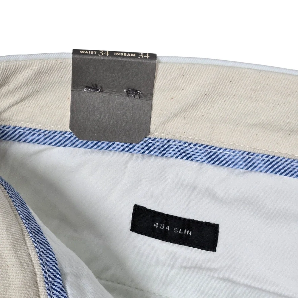 J. Crew 484 Slim-fit stretch chino pant in White 34/34‎ AR885 NWT