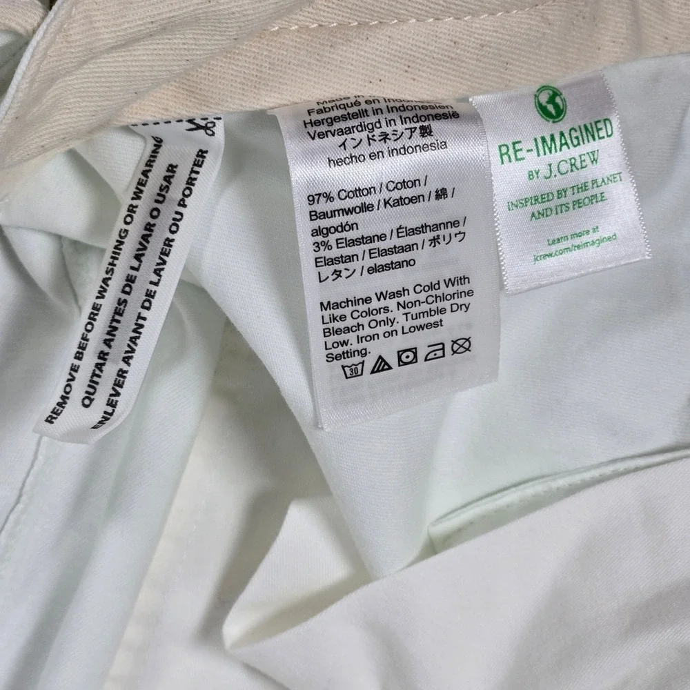 J. Crew 484 Slim-fit stretch chino pant in White 34/34‎ AR885 NWT