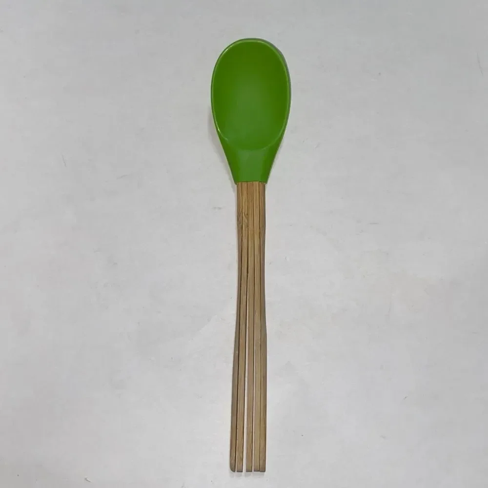 Rare Vibrant Green Spoon with Bamboo Handle