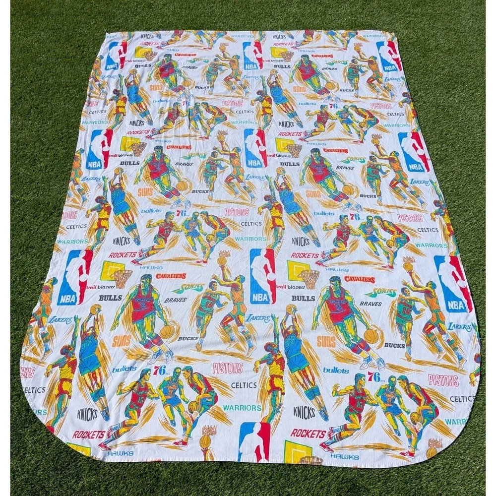 Rare Vintage 1970's NBA‎ Basketball Bedspread Sheet Fabric Approx 70