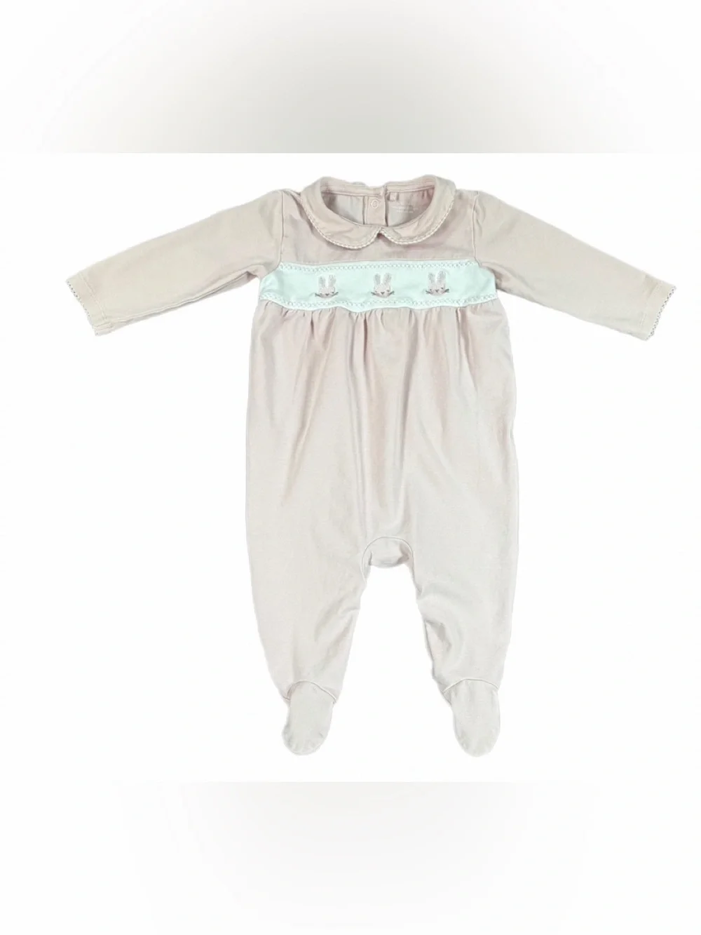 NEXT BABY Pink Embroidered Bunny Baby Sleepsuit Footie - 3-6M